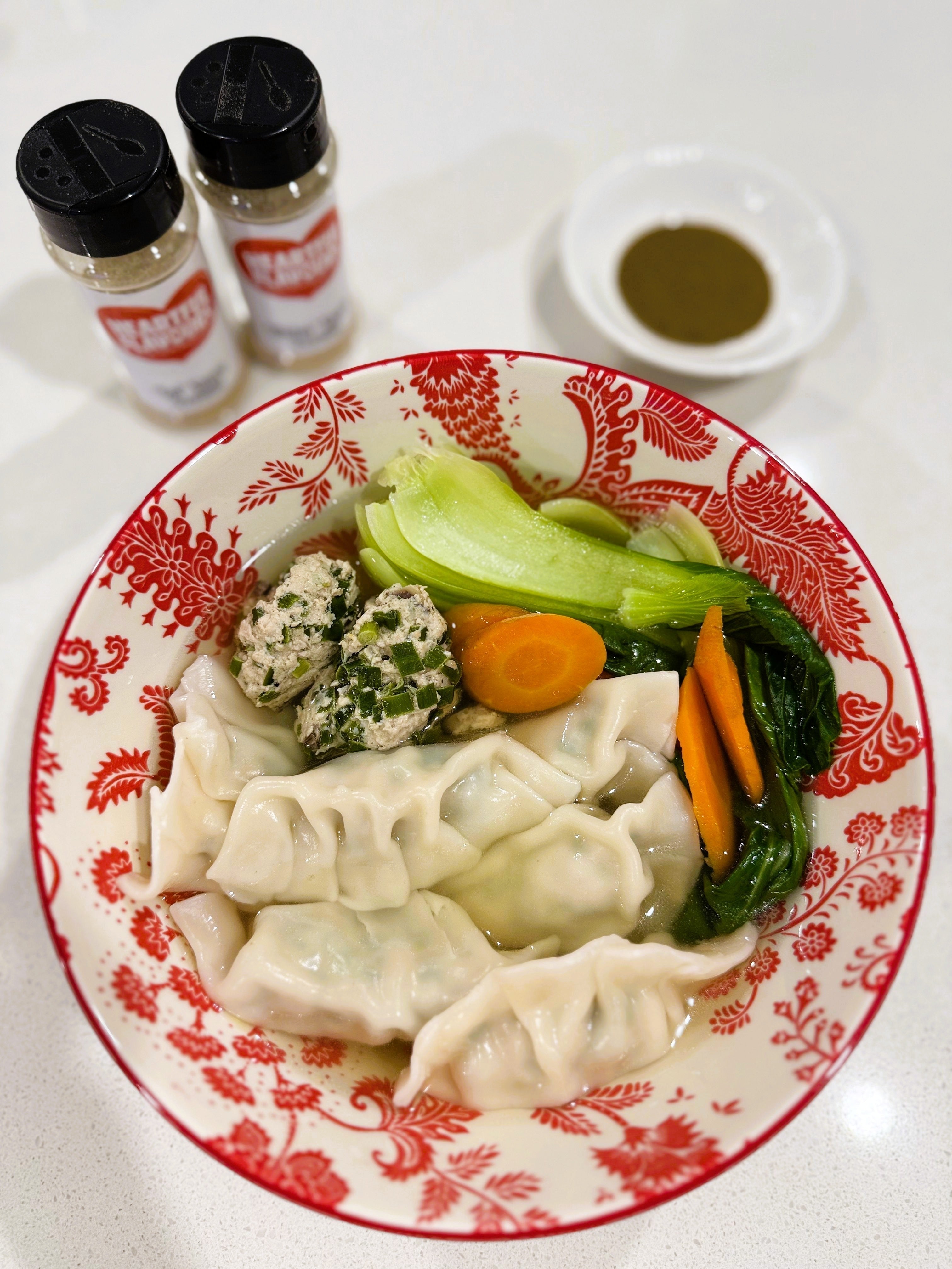 Chinese Chicken, Chive and Shiitake Mushroom Dumpling Soup