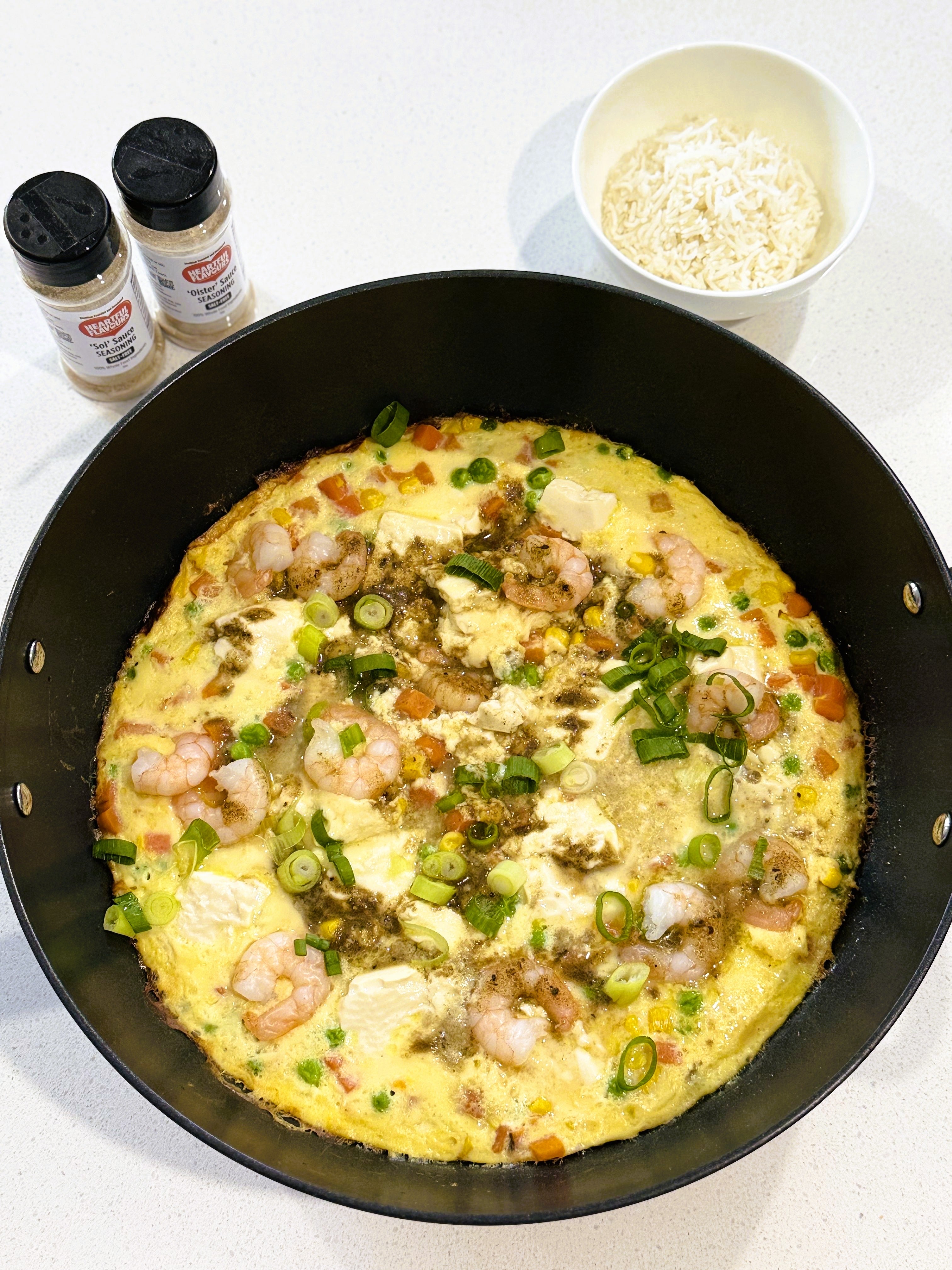 Chinese Egg Tofu with Prawns and Vegetables