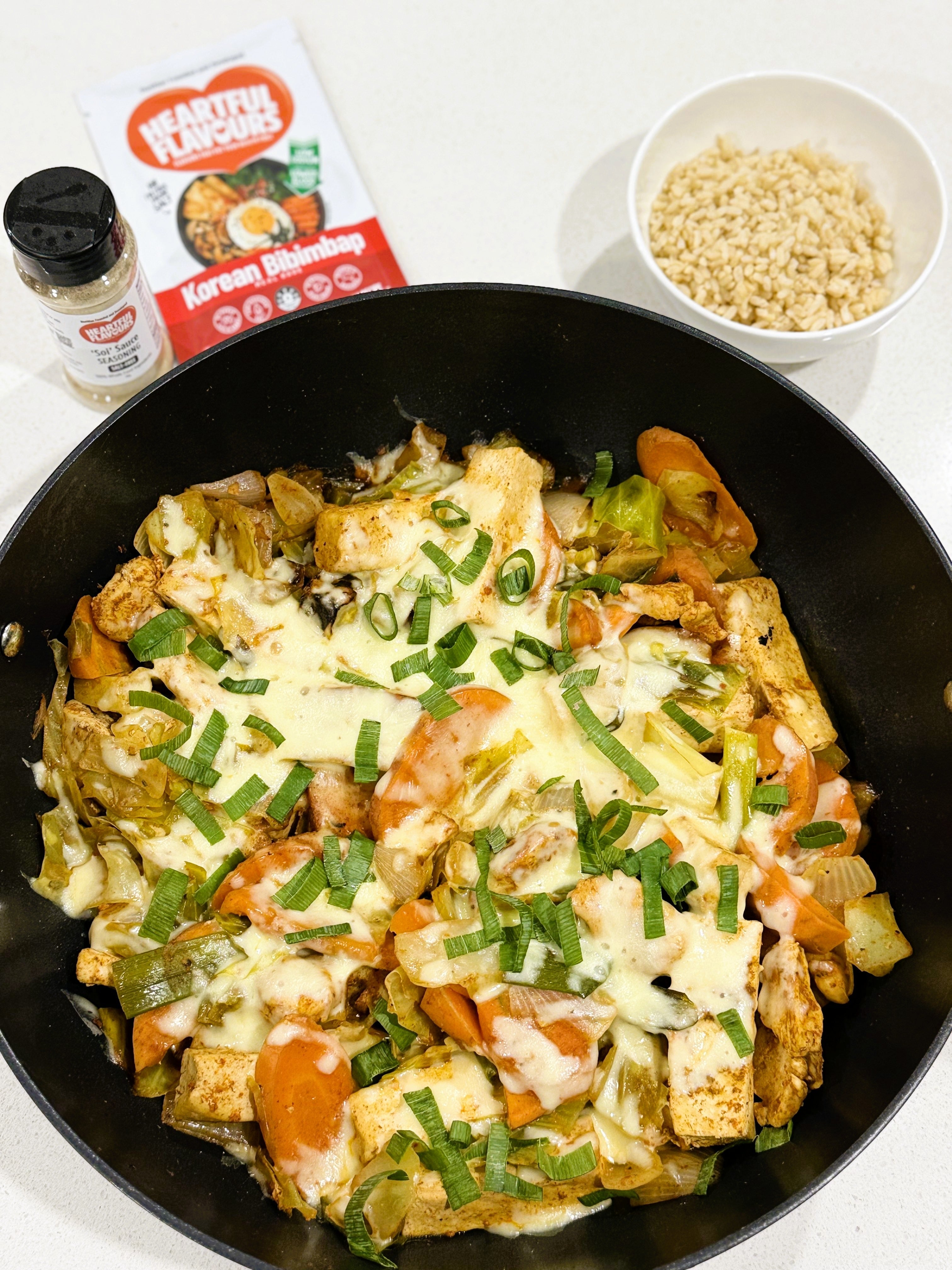 Korean Cheesy Chicken and Tofu Stir-Fry (Dakgalbi)