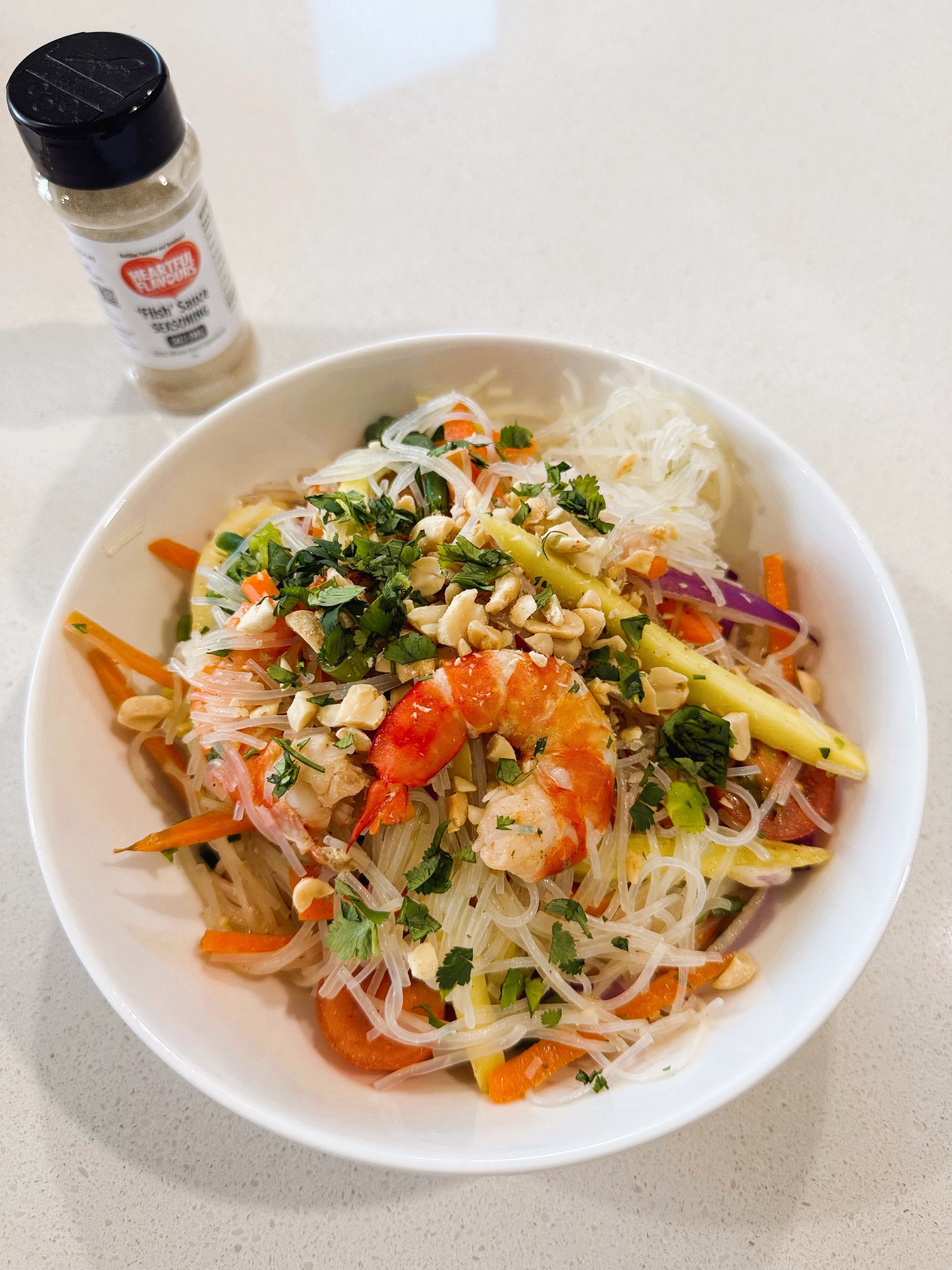 Thai Green Mango Salad with Prawns and Glass Noodles