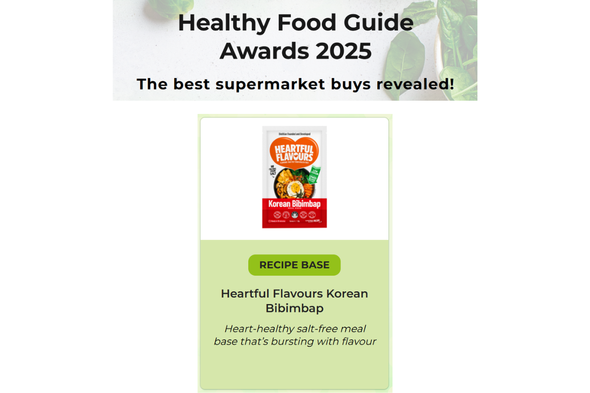 And the ‘Winner, Best Recipe Base category, 2025 Healthy Food Guide Awards’ is... Heartful Flavours Korean Bibimbap Meal Base