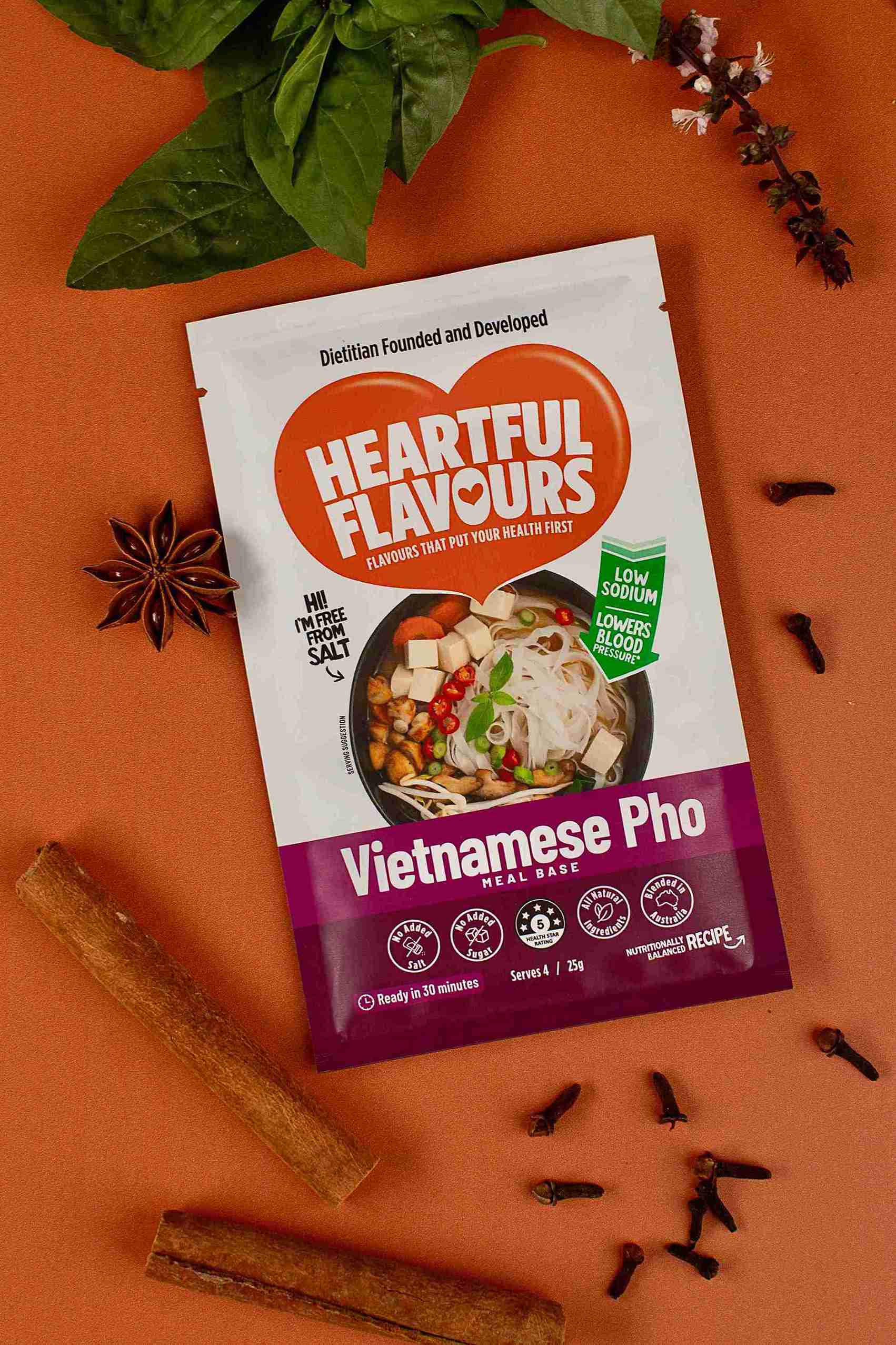 Heartful Flavours Vietnamese Pho Product Shot with pho herbs and spices